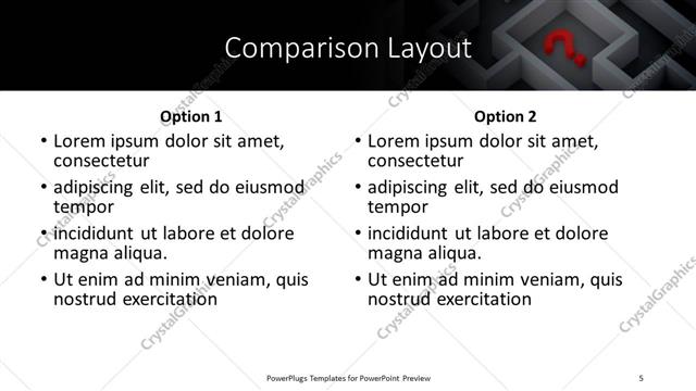 Comparison presentation slide layout