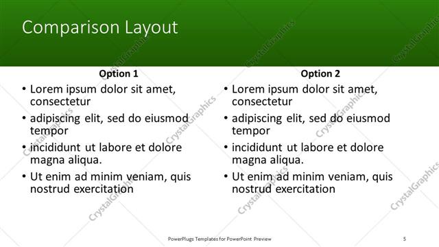 Comparison presentation slide layout