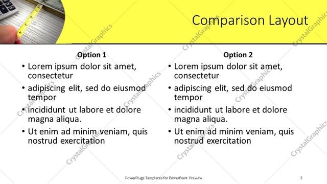 Comparison presentation slide layout