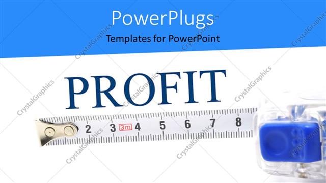  Presentation with profit - Measuring tape for determining success rate over white background with blue edges?