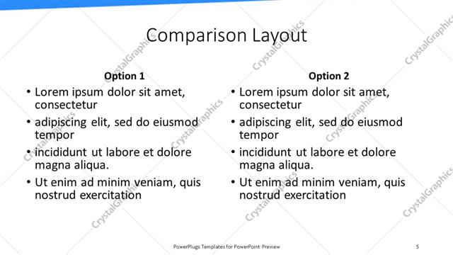 Comparison presentation slide layout