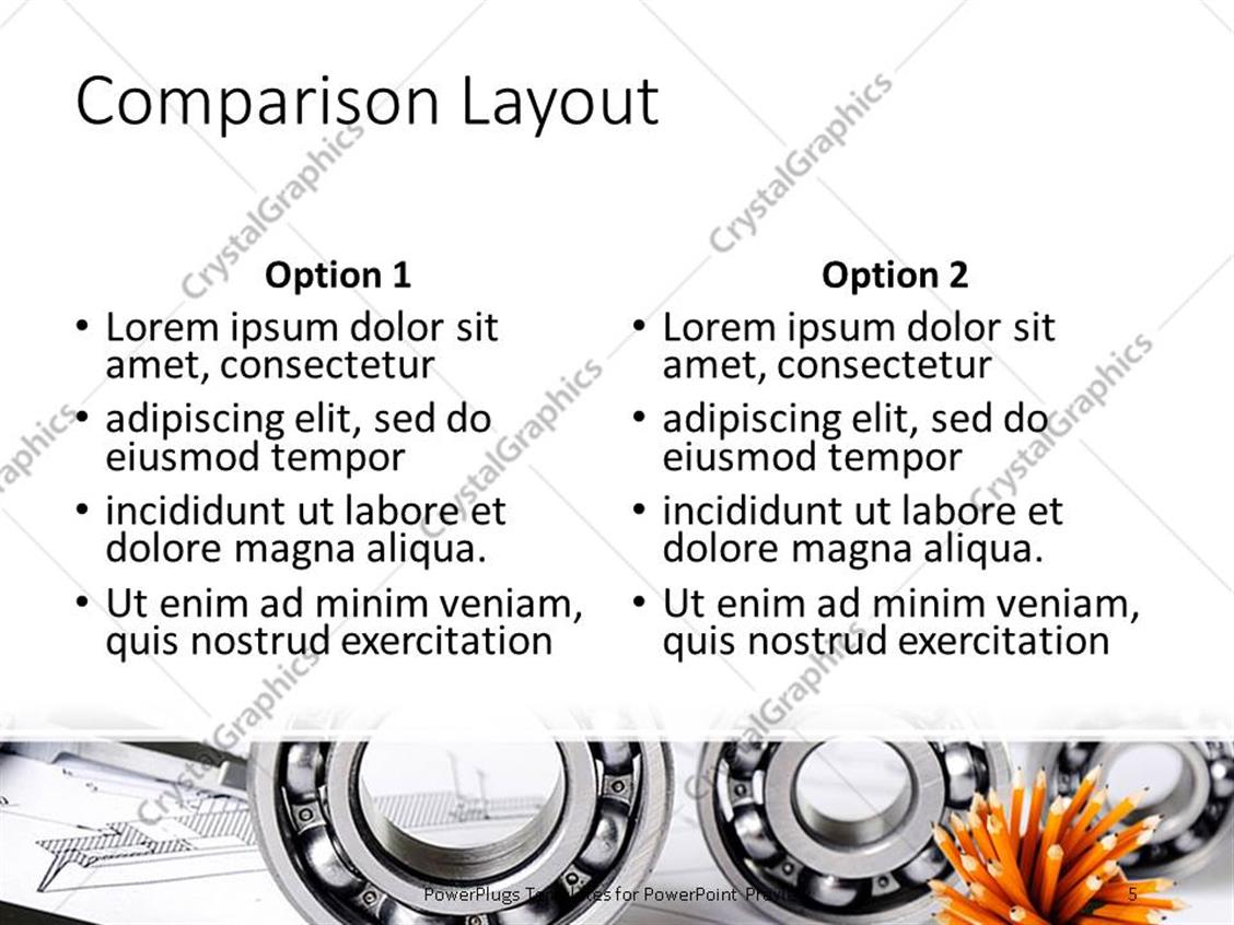 PowerPoint Template: mechanical engineering theme with three different ...