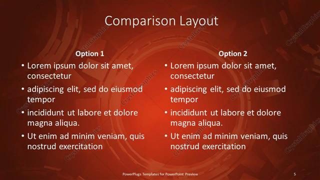 Comparison presentation slide layout