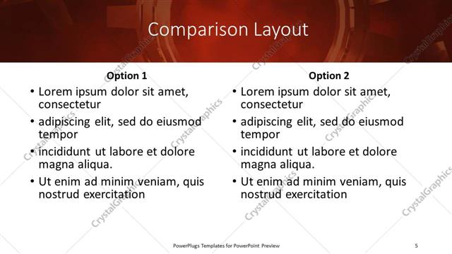 Comparison presentation slide layout
