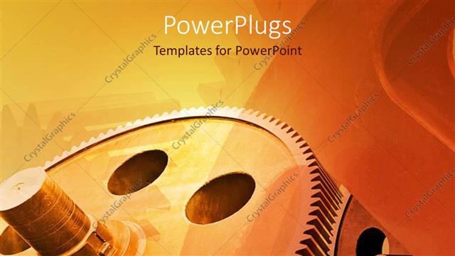 Presentation with mechanical - Mechanical gears for industry, industrial theme with gears on retro colored background