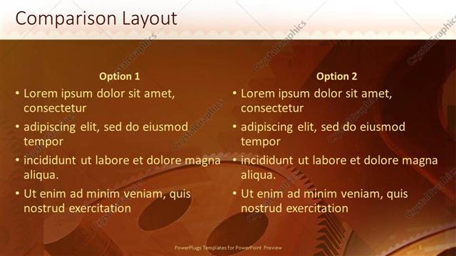 Comparison presentation slide layout