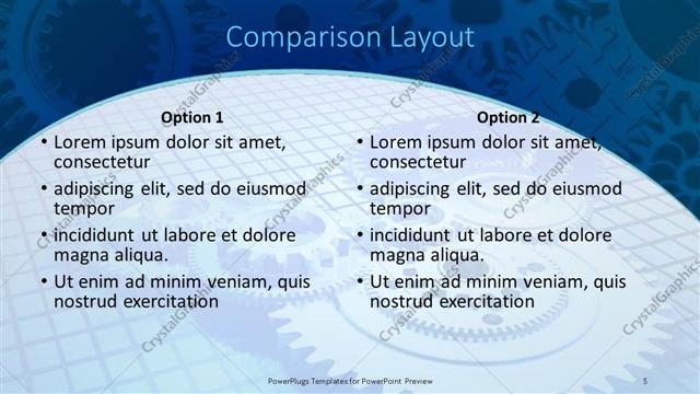 Comparison presentation slide layout