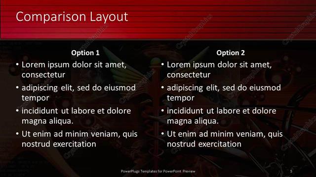 Comparison presentation slide layout