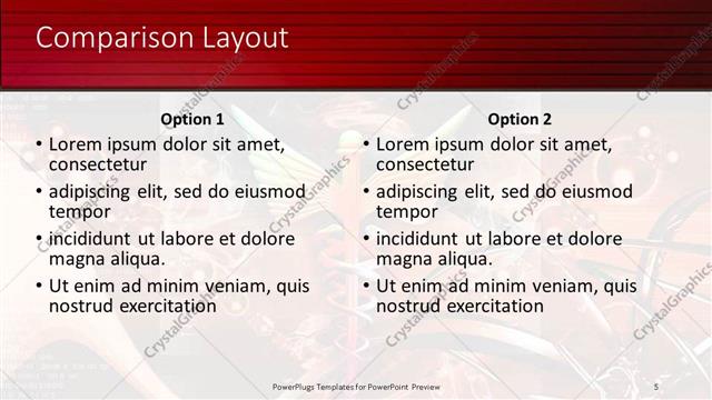 Comparison presentation slide layout