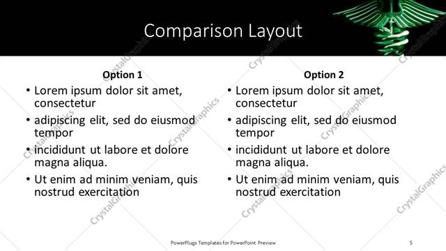 Comparison presentation slide layout