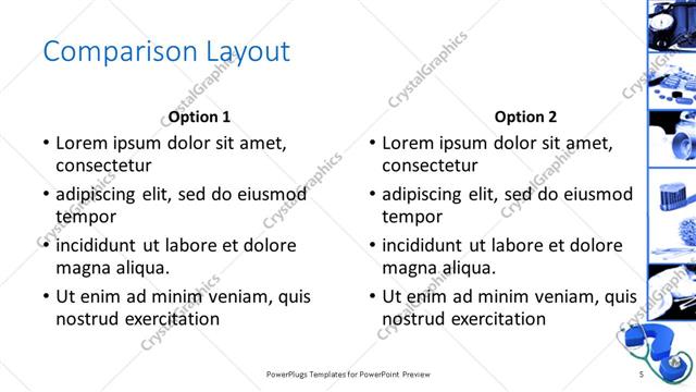 Comparison presentation slide layout