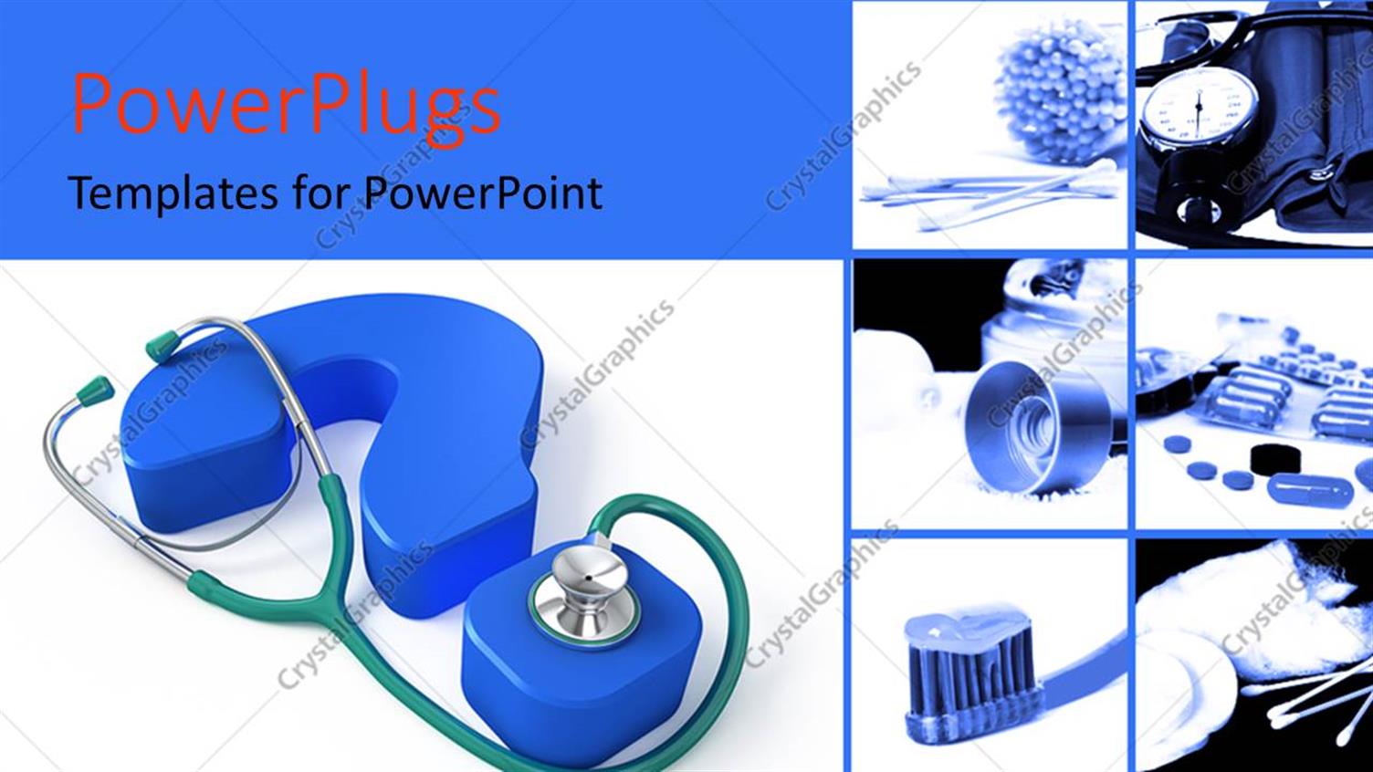 Featuring Medical Collage with Stethoscope on a Blue Question Mark