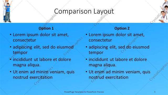 Comparison presentation slide layout
