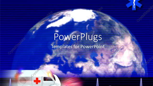  Presentation with pulse - Medical depiction with Cardiogram pulse and ambulance over globe