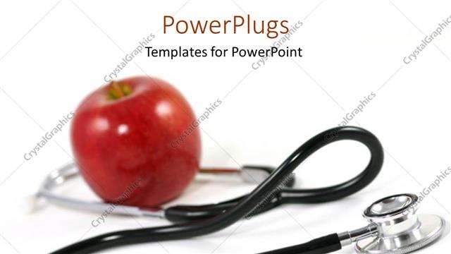  Presentation with apple - Medical depiction with large red apple and stethoscope on white background