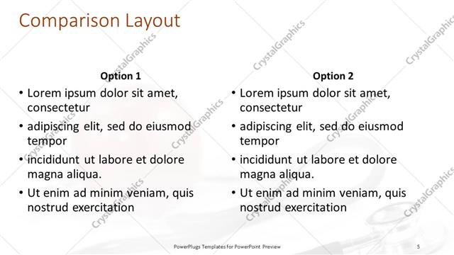 Comparison presentation slide layout