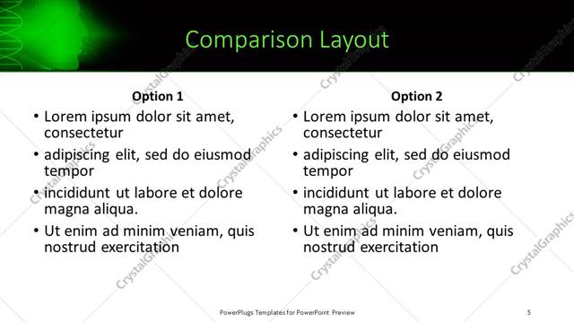 Comparison presentation slide layout