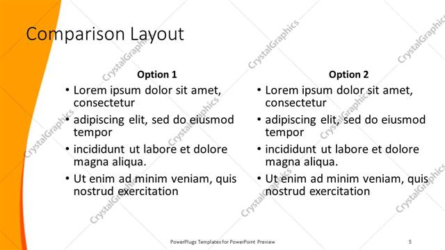 Comparison presentation slide layout