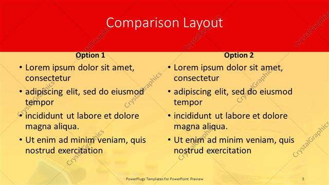 Comparison presentation slide layout