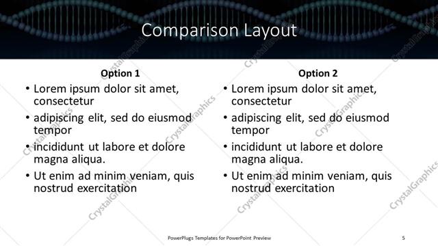 Comparison presentation slide layout