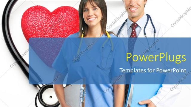  Presentation with heart medical - Medical doctor and nurse with stethoscope and red heart shape