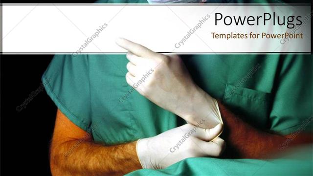  Presentation with treatment - Medical doctor puts on latex gloves for treatment