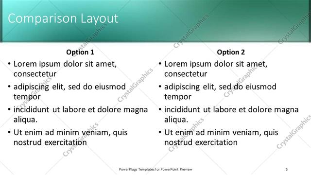 Comparison presentation slide layout