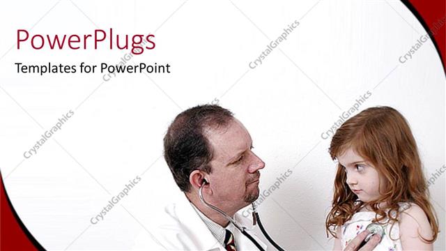  Presentation with heartbeat - Medical doctor using stethoscope, feeling little girls heartbeat