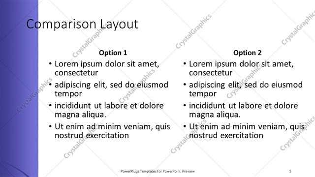 Comparison presentation slide layout