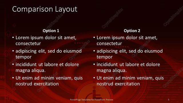 Comparison presentation slide layout