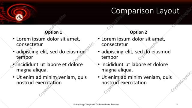 Comparison presentation slide layout