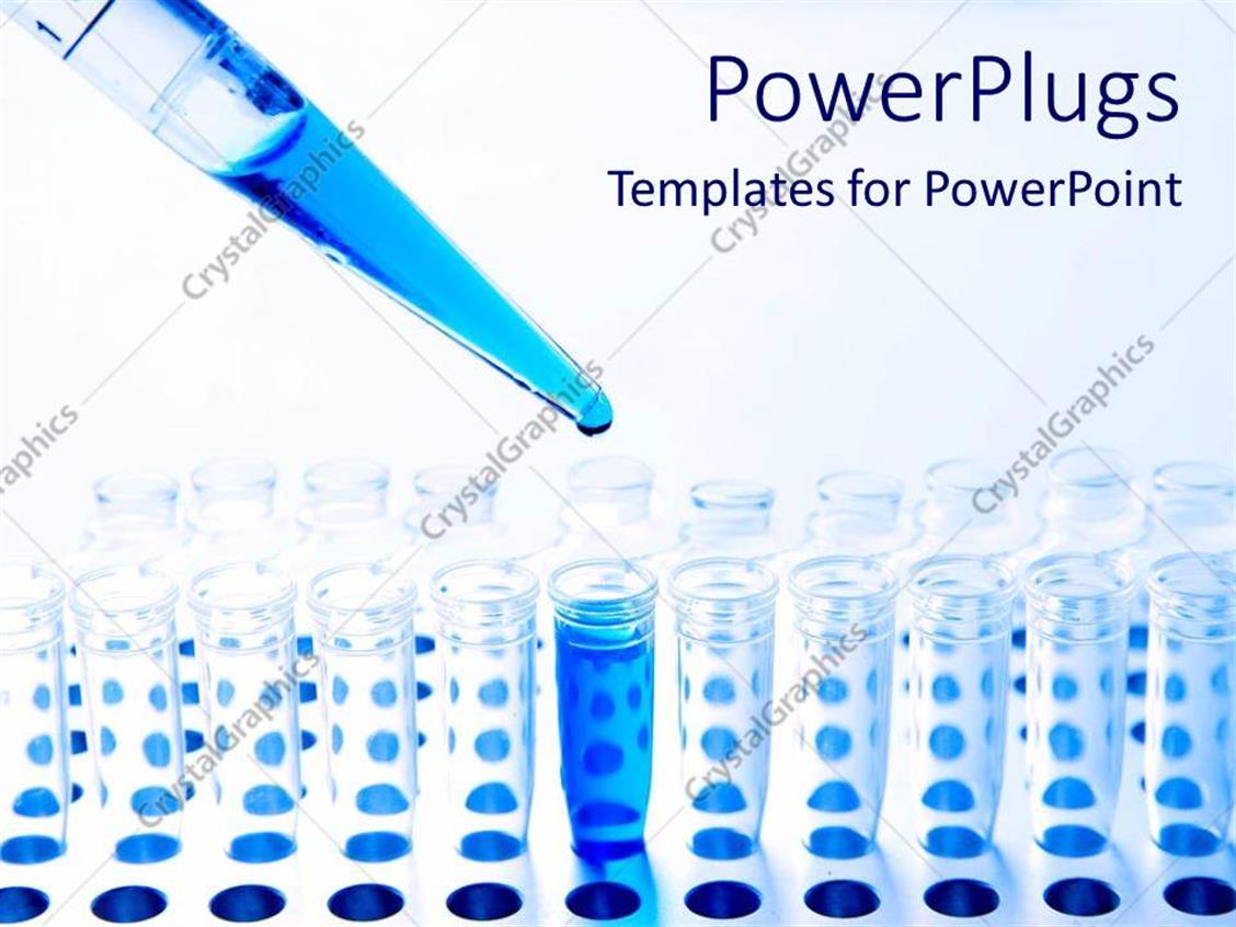 PowerPoint Template Medical science pipette and test tubes and blue