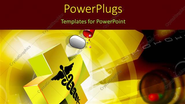  Presentation with medical cross - A medical sign with capsules in the background and place for text