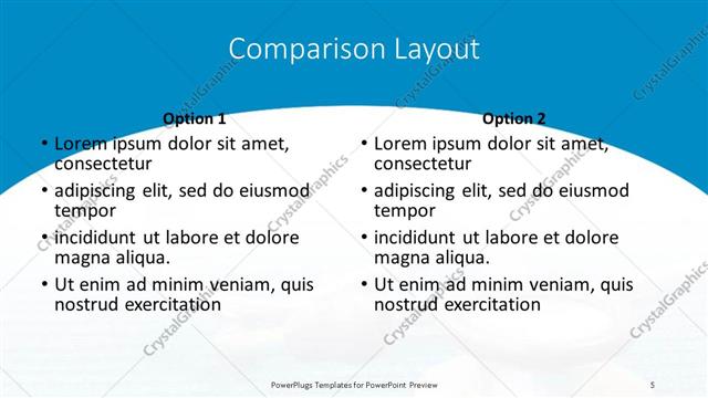 Comparison presentation slide layout