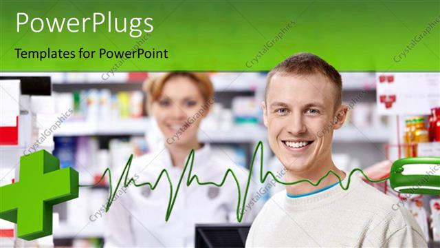  Presentation with pharmacist - Medical symbol attached to a mouse with pharmacist and the customer