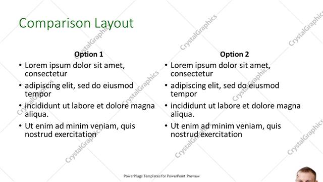 Comparison presentation slide layout
