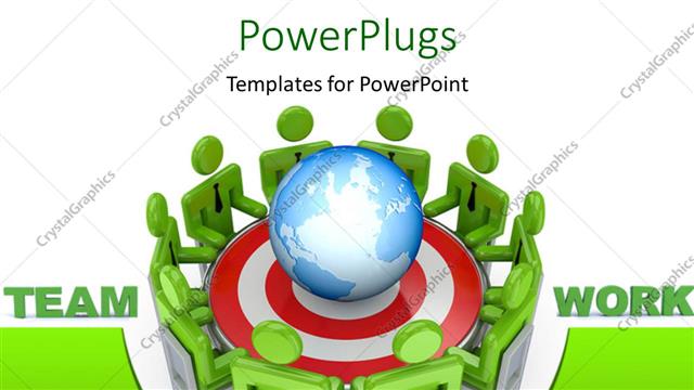  Presentation with meeting table - A meeting being held with a globe on the table