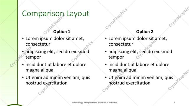 Comparison presentation slide layout