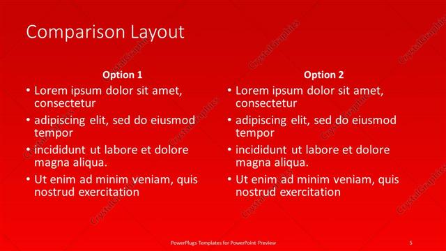 Comparison presentation slide layout
