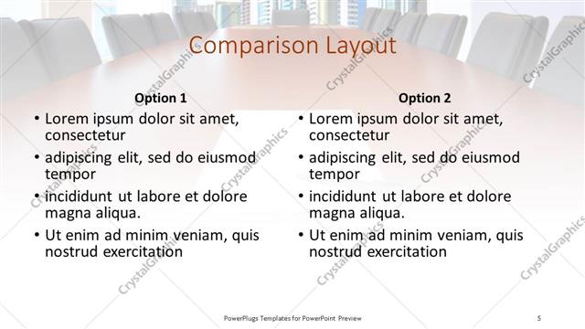 Comparison presentation slide layout