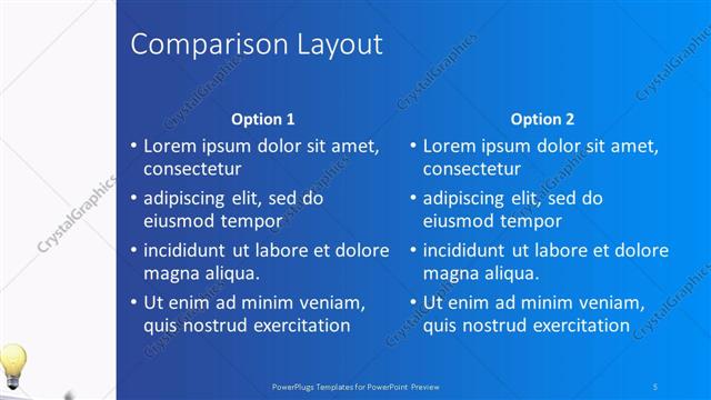 Comparison presentation slide layout