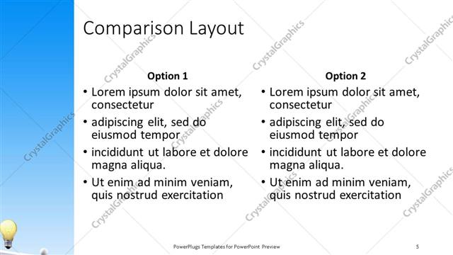 Comparison presentation slide layout