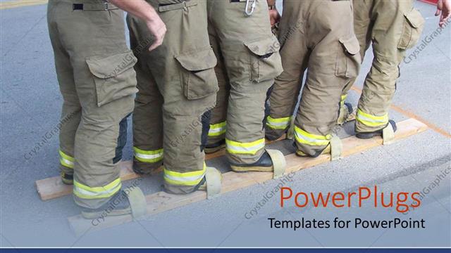  Presentation with firefighter - Men in firefighter uniforms doing team relay