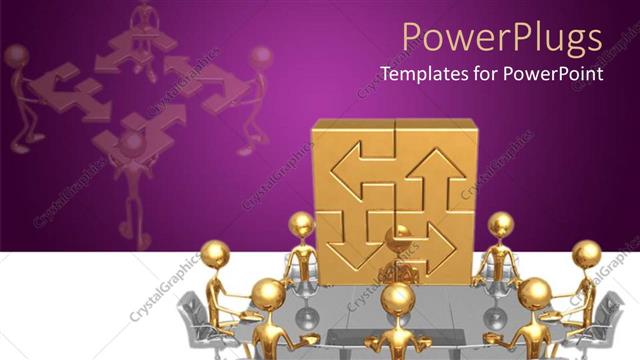  Presentation with purple business - Men having round table business meeting with purple and white background