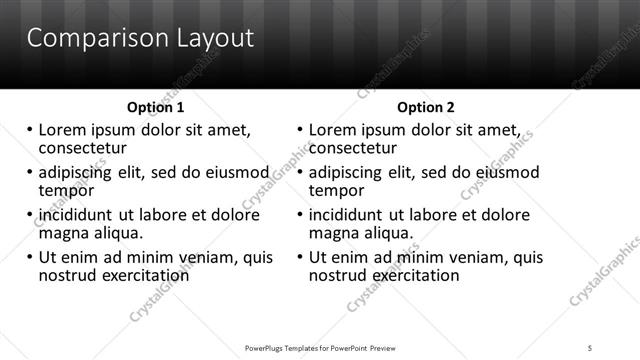 Comparison presentation slide layout