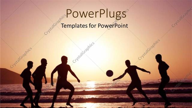  Presentation with sports - Men playing football on the beach
