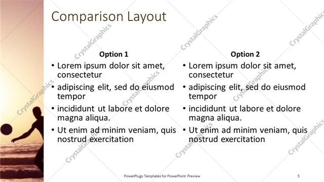 Comparison presentation slide layout