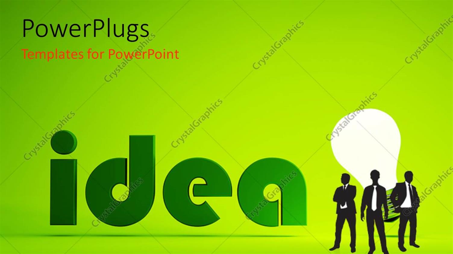 Featuring Men Standing Before Lighted Bulb Depicting Bright Ideas Over Green Background 