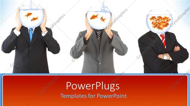  Presentation with goldfish - Men in suit covers face with beaker filled with water and goldfish