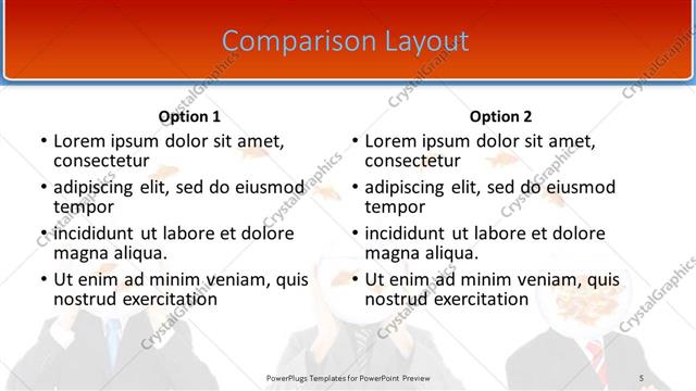 Comparison presentation slide layout